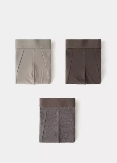 Mango Pack Of 3 Cotton Combination Briefs In Brown