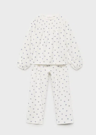Mango Kids' Printed Cotton Pyjama Pack In White