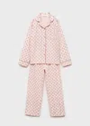 Mango Printed Cotton Pyjama Pack In Pink