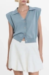 Mango Padded Shoulder Sweater Vest In Blue