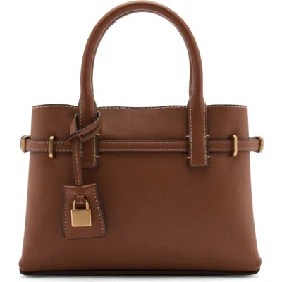 Mango Padlock Detail Mini Shopper Bag In Leather