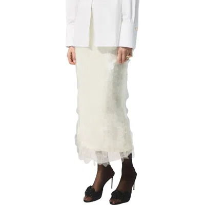 Mango Paillette Midi Skirt In White
