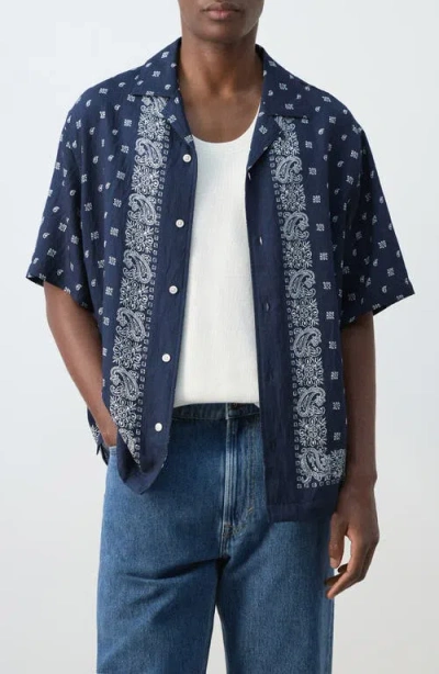 Mango Paisley Bandana Print Camp Shirt In Blue