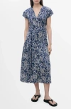 Mango Paisley Cap Sleeve Cotton Fit & Flare Dress