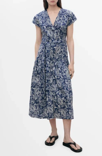 Mango Paisley Cap Sleeve Cotton Fit & Flare Dress