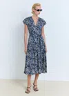 Mango Robe Évasée Paisley Ceinture Bleu - Femme - 3xl -