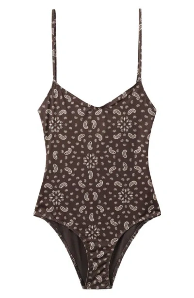 Mango Paisley One-piece Swimsuit In Brown