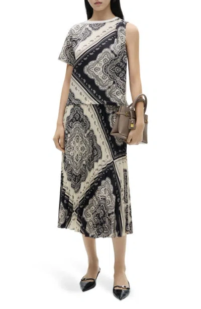 Mango Paisley-print Pleated Skirt Blue In Bleu