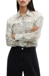 Mango Paisley Print Lace Inset Button-up Shirt In Multi