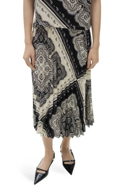 Mango Paisley-print Pleated Skirt In Blue