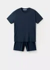 Mango Pajama Set With Elastic Waistband In Blue
