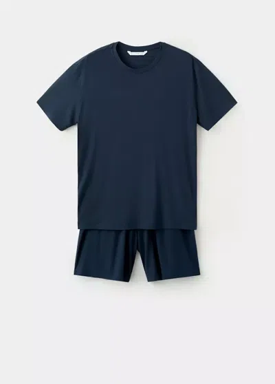 Mango Pajama Set With Elastic Waistband In Blue
