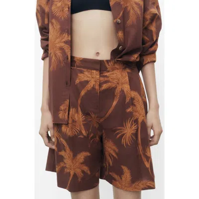 MANGO MANGO PALM PRINT COTTON BERMUDA SHORTS