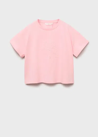 Mango Kids' Palm Tree Cross Back T-shirt Pink