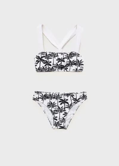 Mango Kids' Palm Tree Print Bikini White