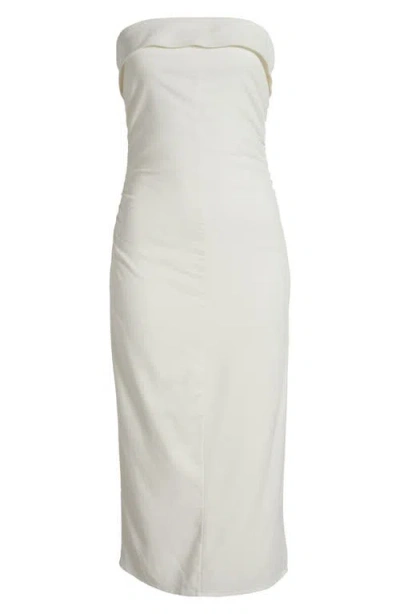 Mango Pamela Foldover Strapless Midi Dress In White