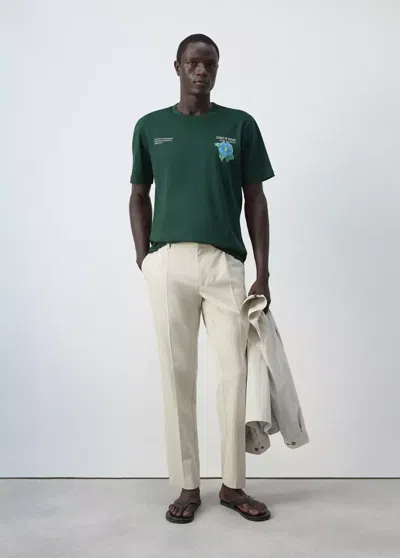 Mango Pantalon Ajustable En Mélange De Lyocell-coton In Gris Glacé