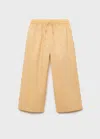 Mango Long Trousers With Embroidered Details Mustard In Mustard