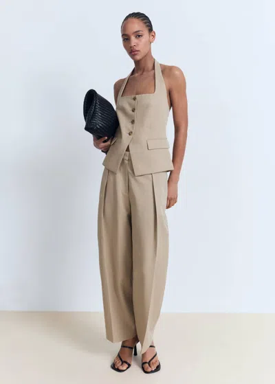Mango Balloon Pants With Darts Medium Brown
