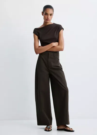 Mango Pantalon Ballon Taille Normale In Chocolat