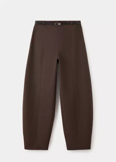 Mango Pantalon Barbelt In Marron