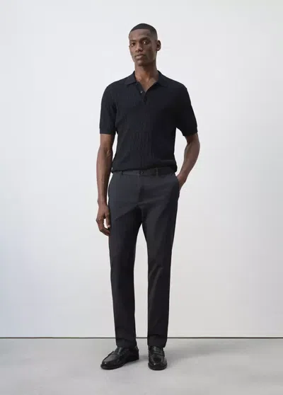 Mango Pantalon Barna Super Slim-fit Chino En Sergé In Black