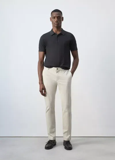 Mango Pantalon Barna Super Slim-fit Chino En Sergé In Écru