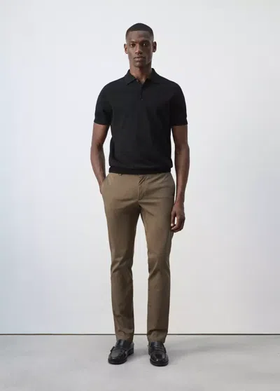Mango Pantalon Barna Super Slim-fit Chino En Sergé In Multi