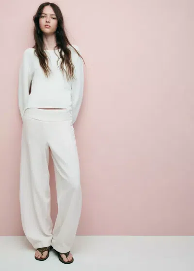 Mango Pantalon Barrel Avec Détail Boutons In Blanc Cassé