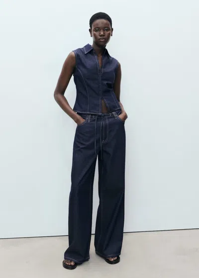 Mango Pantalon Bleu - Femme - Xl -