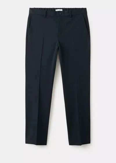 Mango Pantalon Bologna Cropped Slim-fit In Bleu Marine