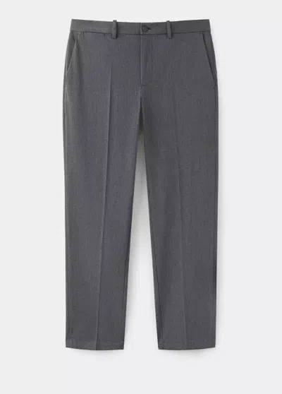 Mango Pantalon Bologna Cropped Slim-fit In Gris Chiné Moyen