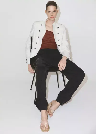 Mango Pantalon Bouffant Taille Mi-haute In Black