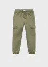 Mango Kids' Cotton Cargo Pants In Green
