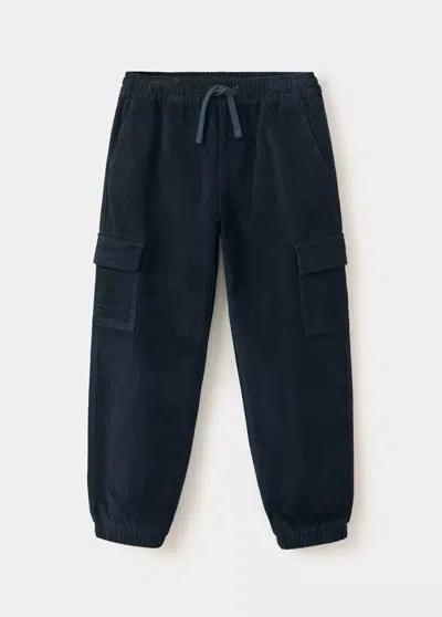 Mango Kids' Pantalon Cargo Velours Côtelé In Blue