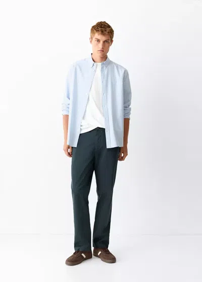 Mango Pantalon Chino Coton In Bleu Marine
