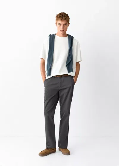 Mango Pantalon Chino Coton In Gris Anthracite