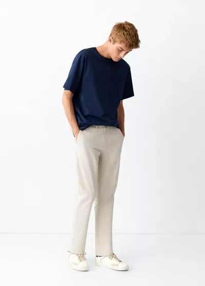 Mango Pantalon Chino Coton In Gris Glacé