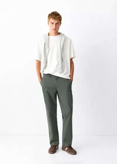 Mango Pantalon Chino Coton In Vert Pastel