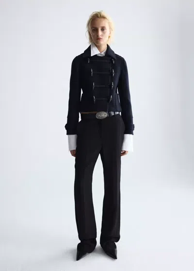 Mango Pantalon Costume 100 % Laine In Noir