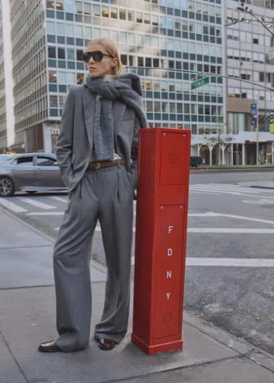 Mango Wool-blend Suit Trousers Grey