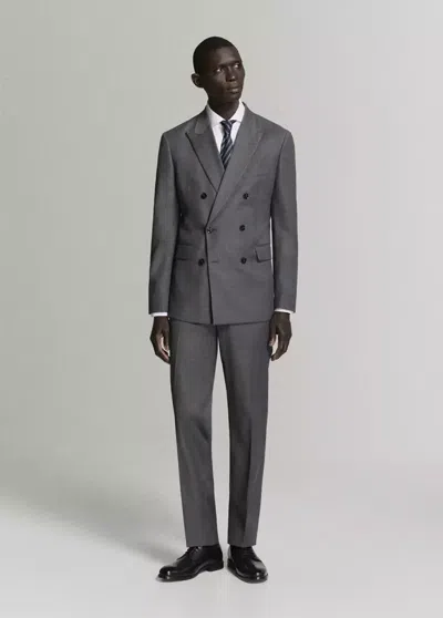 Mango Pantalon Costume Monaco Slim-fit In Gris Chiné Moyen