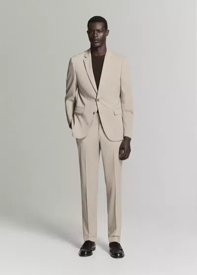 Mango Pantalon Costume Parí Super Slim-fit In Sand