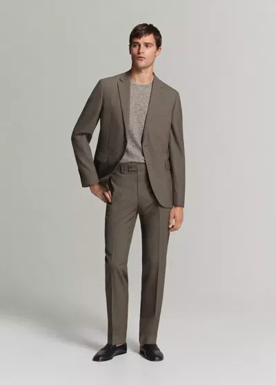 Mango Turin 100% Wool Suit Pants In Medium Brown