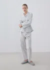 Mango Pantalon Coton À Rayures In Bleu
