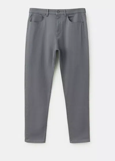 Mango Pantalon Coton Regular-fit In Gris Foncé