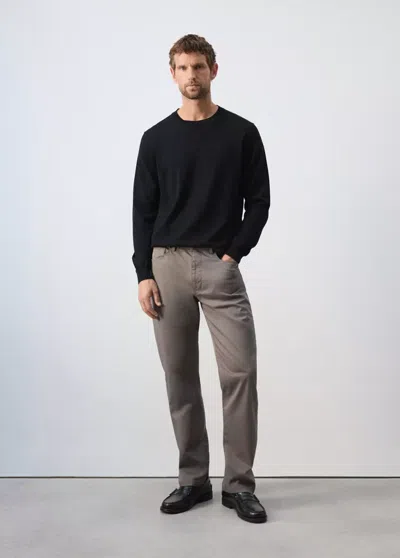Mango Pantalon Coton Regular-fit In Gris Vison