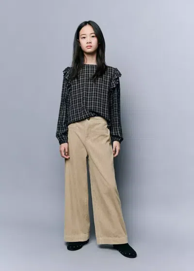 Mango Kids' Pantalon Coton Velours Côtelé In Beige