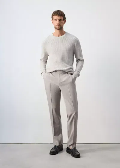 Mango Pantalon Coupe Regular En Mélange De Laine In Gray