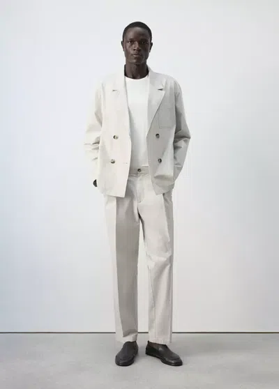 Mango Pantalon Coupe Relaxed Fit Raccourci In Gris Glacé